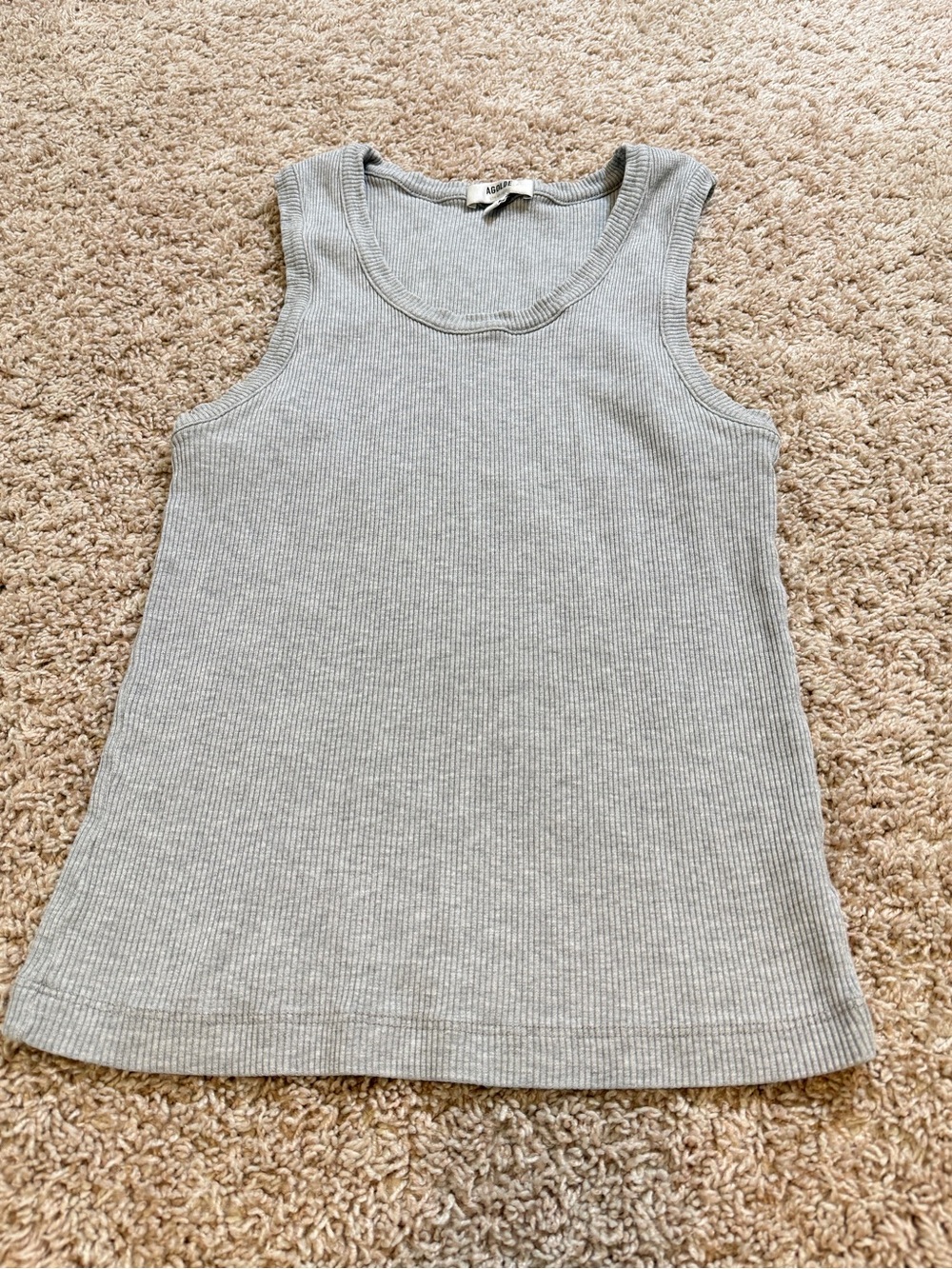 Agolde Gray Ribbed Tank Top Scoop Neck Sleeveless Size M